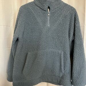 Cozy Gray Sherpa Pullover